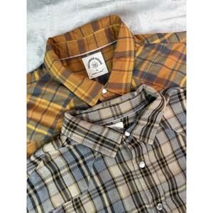 Lot‎ 2 Customized Version Pearl Snap Shirt Mens 2XL Plaid Western Bamboo Dubinik